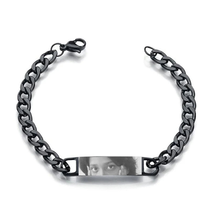 Custom Eyes Photo Bracelet Personalized Eyes Picture Bracelets Engraved Lover's Eye Stainless Steel Valentine's Day Jewelry Gift