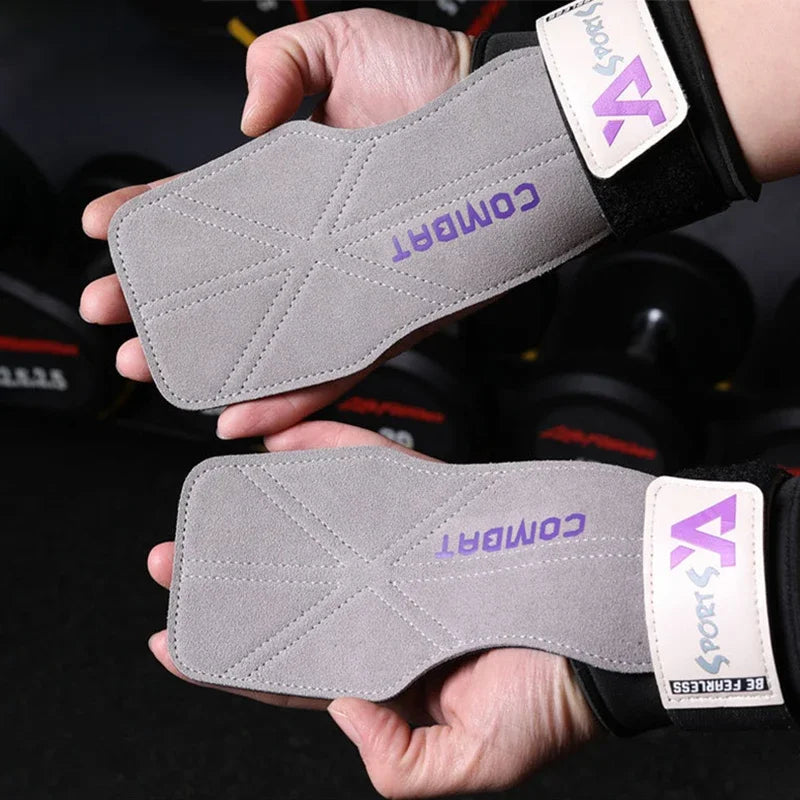 1 Pair 3-layers Cowhide Weight Lifting Gloves for Fitness