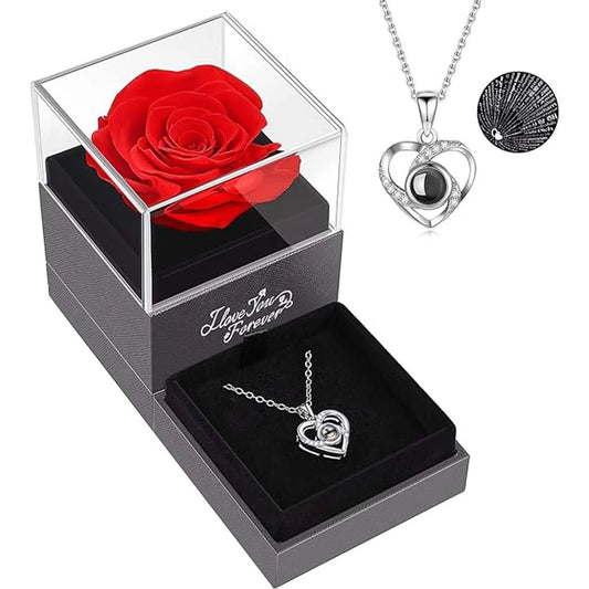 Love Necklace Female Artificial Flower Gift Box
