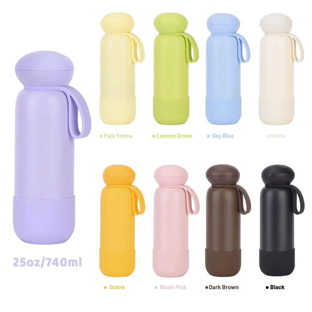 740ml Large Capacity Thermal Water Bottle With Handle, Double-layer Stainless Steel Vacuum Drinkware, Gift, Outdoor Thermos Cup