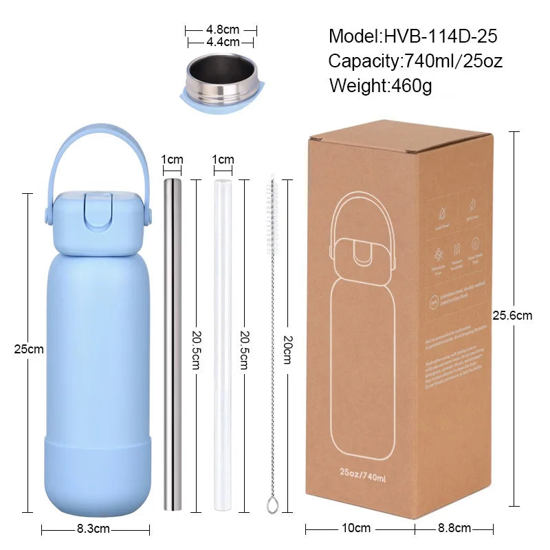 New Cross-border 25OZ Stainless Steel Sports Water Bottle, Portable Hand-held Spout, Outdoor Insulated Bottle