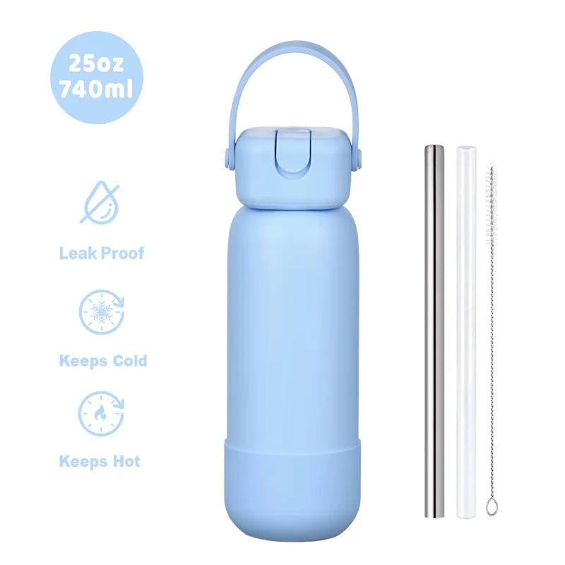 New Cross-border 25OZ Stainless Steel Sports Water Bottle, Portable Hand-held Spout, Outdoor Insulated Bottle