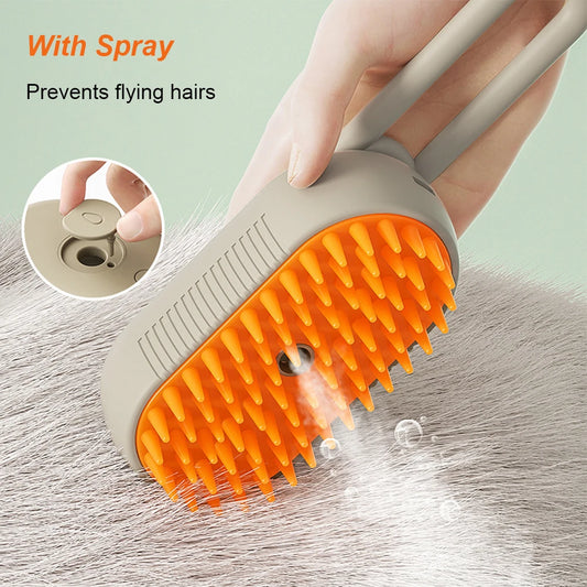 Steam Brush 3 in 1 Electric Spray USB Rechargeable Massage Comb for Pet Hairs