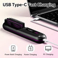 Load image into Gallery viewer, Cordless Rechargeable Hair Straightener Brush, Negative Ions Hair Straightener Comb with 3 Temp Settings, Fast Heating & Display
