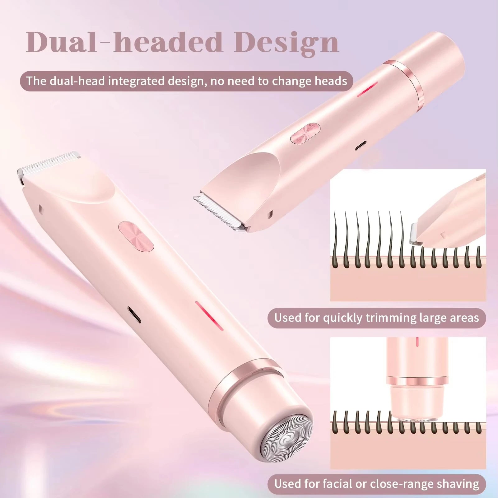 Waterproof Rechargeable Electric Double Headed Shaver For Women Bikini Trimmer Body Hair Remover
