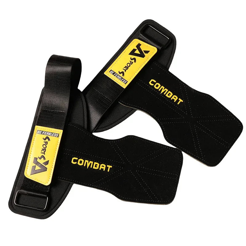 1 Pair 3-layers Cowhide Weight Lifting Gloves for Fitness
