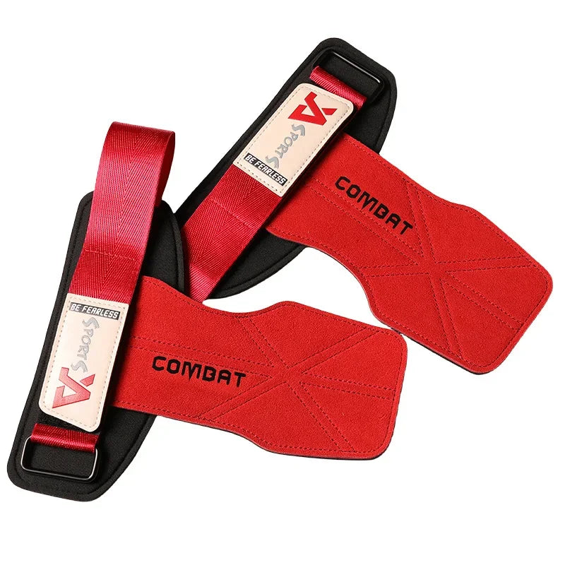 1 Pair 3-layers Cowhide Weight Lifting Gloves for Fitness
