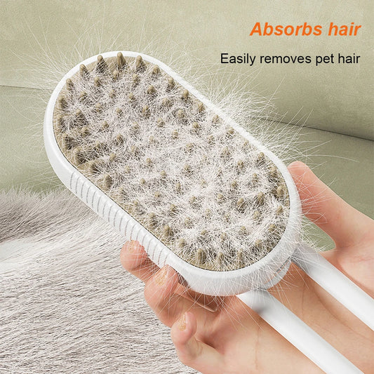 Steam Brush 3 in 1 Electric Spray USB Rechargeable Massage Comb for Pet Hairs