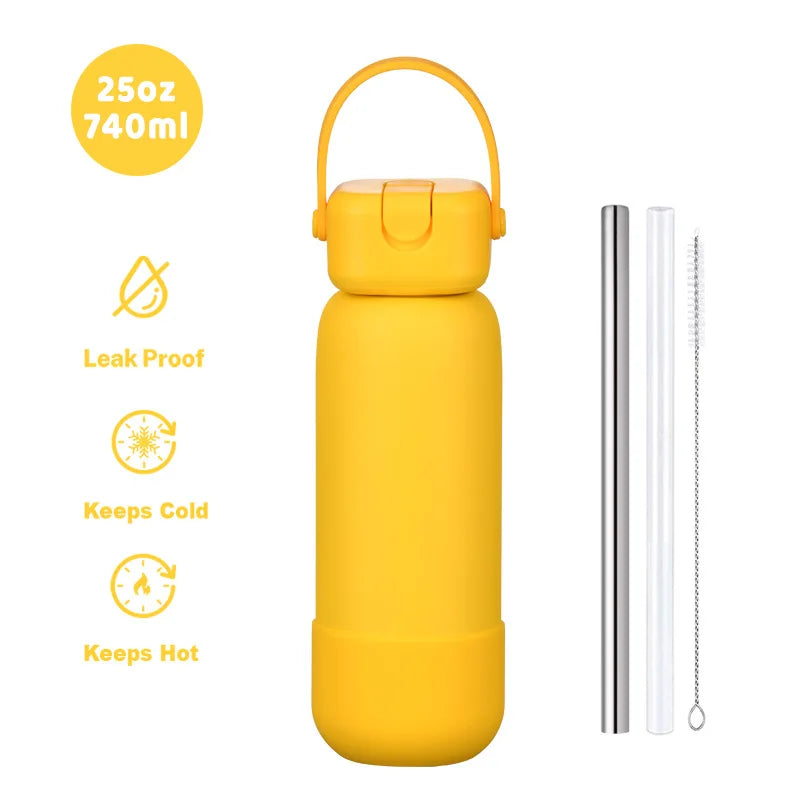 New Cross-border 25OZ Stainless Steel Sports Water Bottle, Portable Hand-held Spout, Outdoor Insulated Bottle