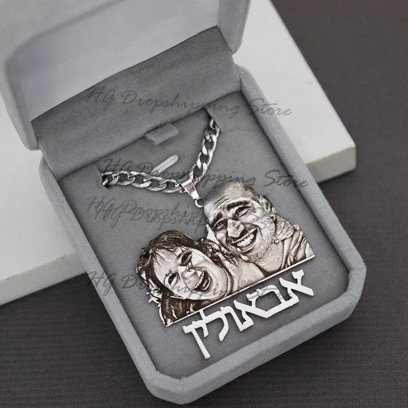 Custom Photo Nameplate Necklace for Family Gifts