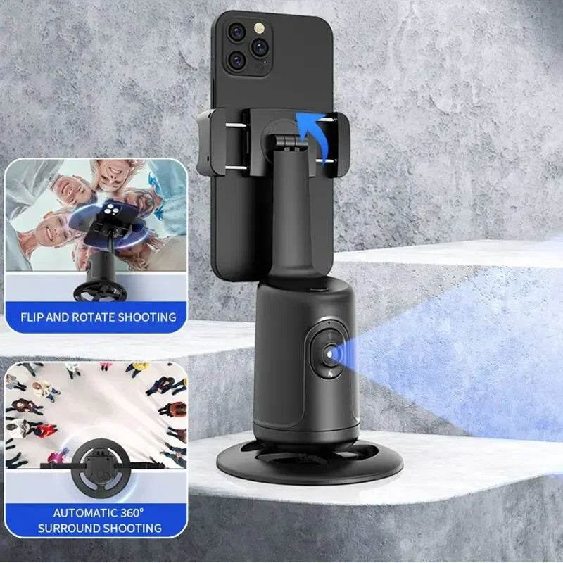 Smart Auto Tracking Shooting Gimbal AI Camera Recognition Body Face Track 360 Rotation Intelligent Follow Live Shoot Phone Stand