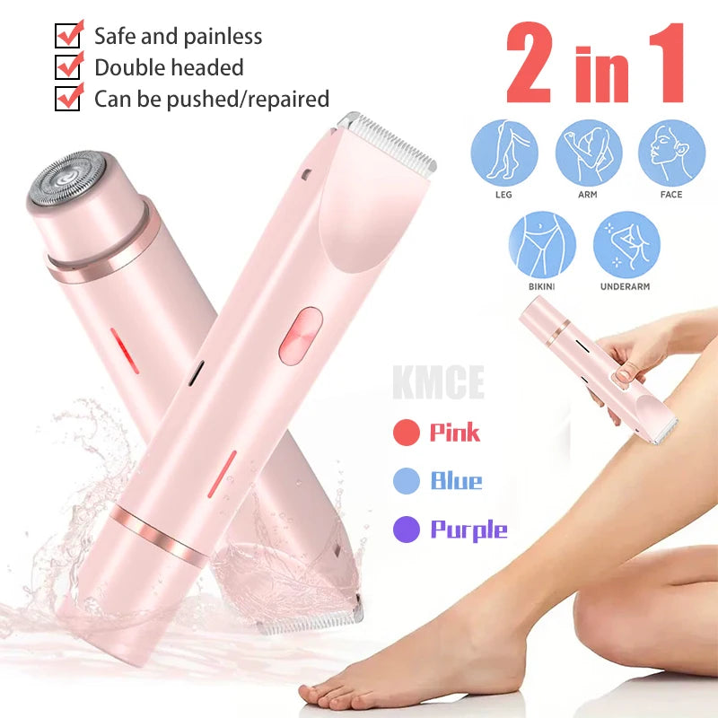Waterproof Rechargeable Electric Double Headed Shaver For Women Bikini Trimmer Body Hair Remover