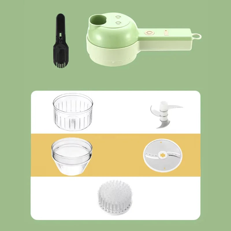 4IN1 Electric Vegetable Cutter Set Handheld Wireless Electric Garlic Masher Food Chopper Meat Grinder Machine Food Peeler Slicer