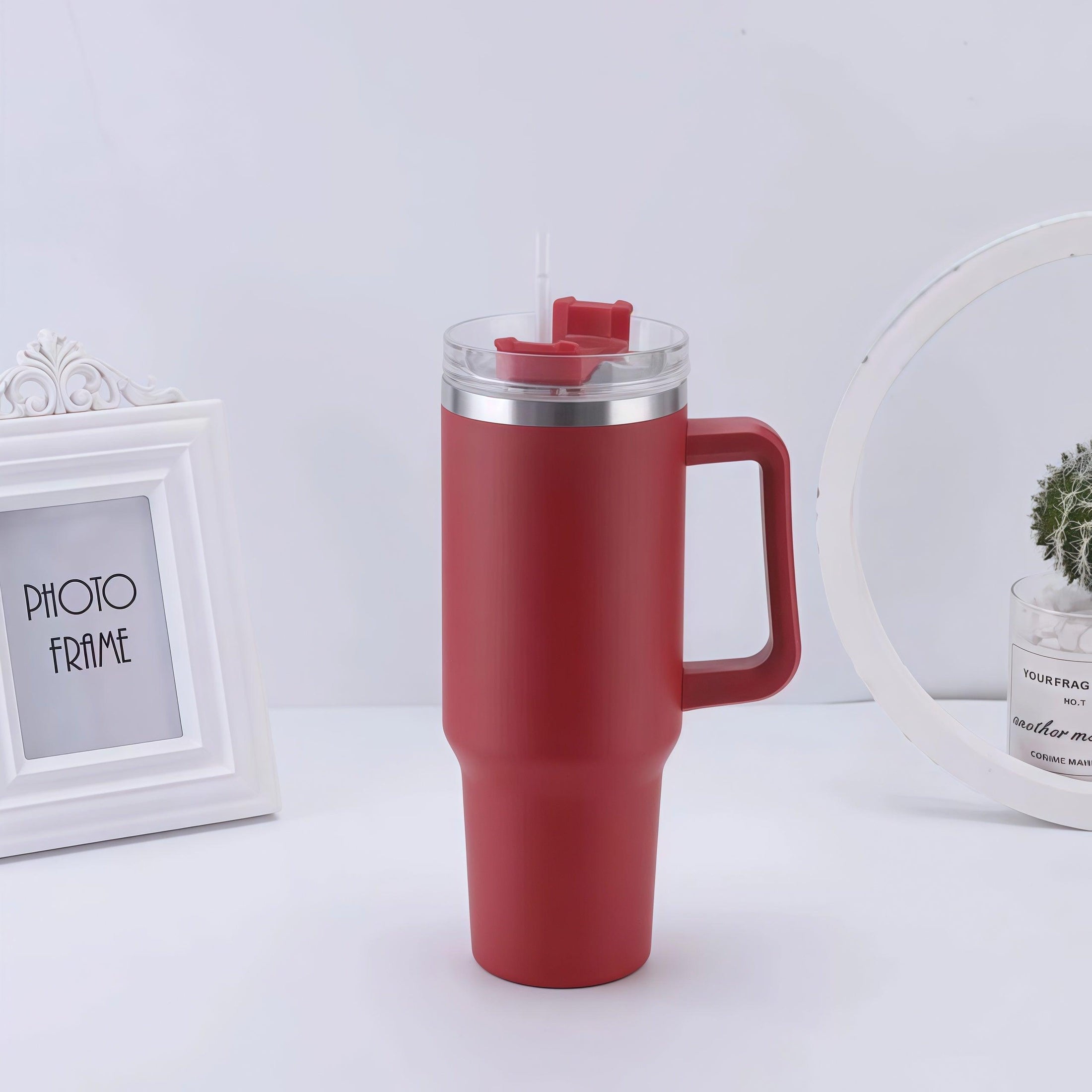 40oz 304 Stainless Steel Thermal Water Bottle With Handle & Straw