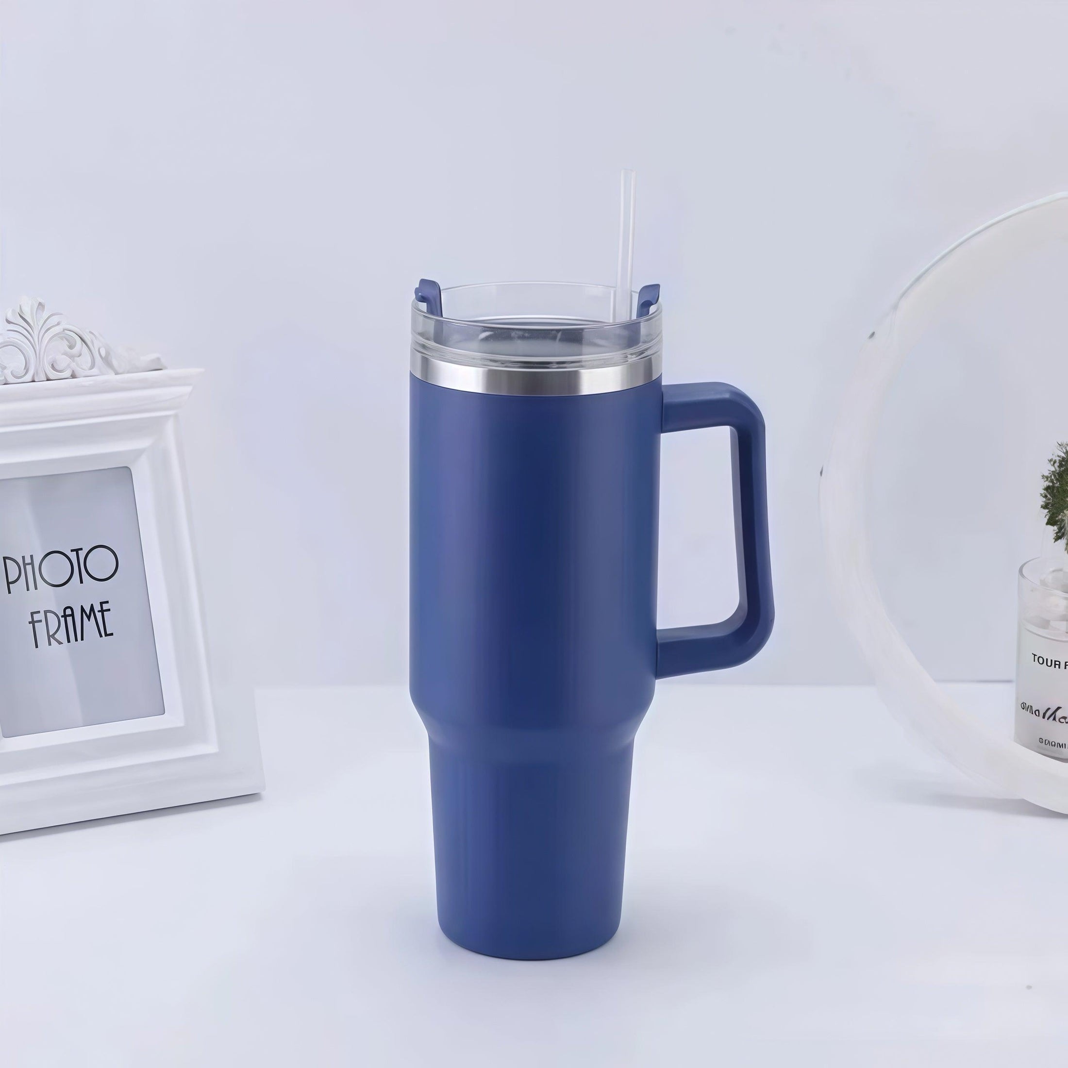 40oz 304 Stainless Steel Thermal Water Bottle With Handle & Straw